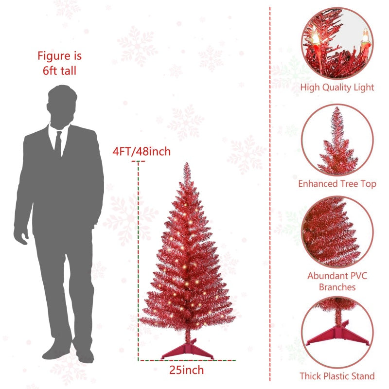 4 ft Red Lit Holiday Tree