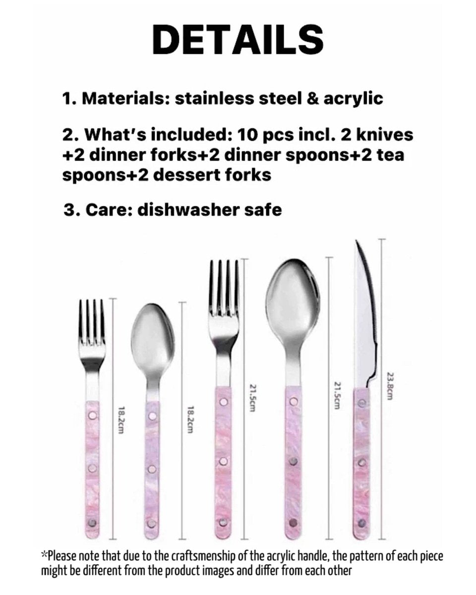 10-Piece Sleek Pink Salt Lake Flatware Set – Modern & Elegant Cutlery