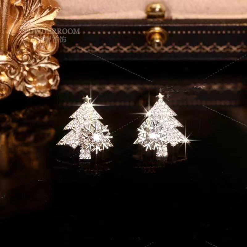 Xmas Rotating Rhinestone Earrings