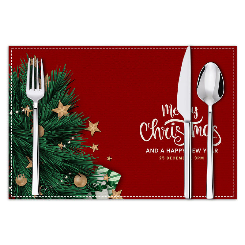 Christmas Linen Placemat Holiday Blessing Letters