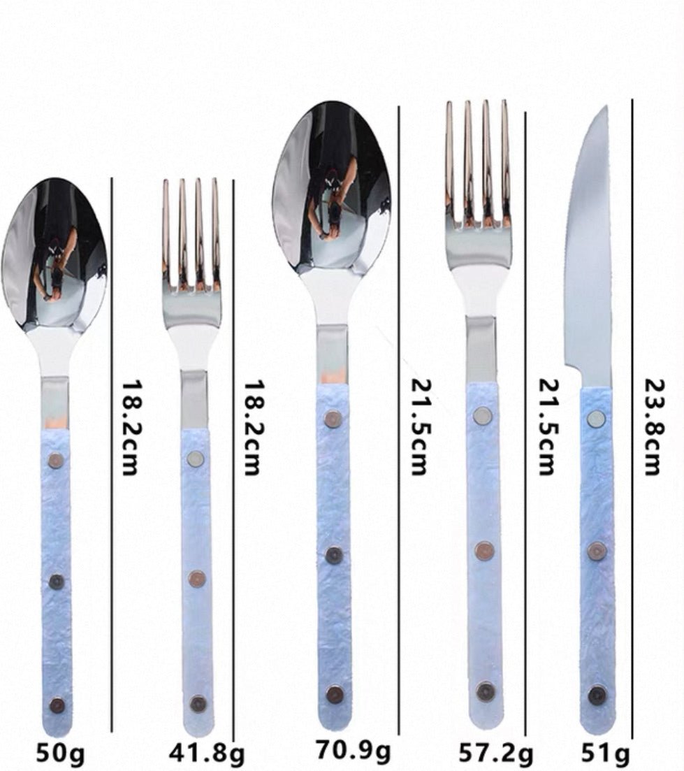 10-Piece Nebula Cutlery Set – Modern Bistrot Flatware with Rivet Detail