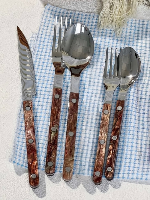 10-Piece Nebula Cutlery Set – Modern Bistrot Flatware with Rivet Detail