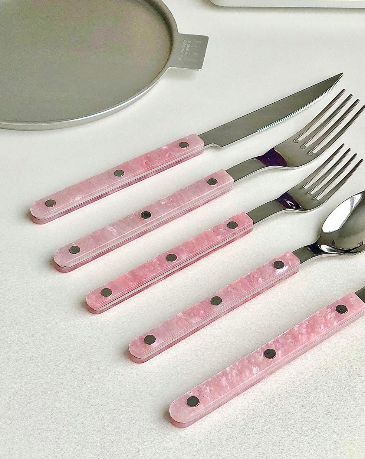 10-Piece Sleek Pink Salt Lake Flatware Set – Modern & Elegant Cutlery