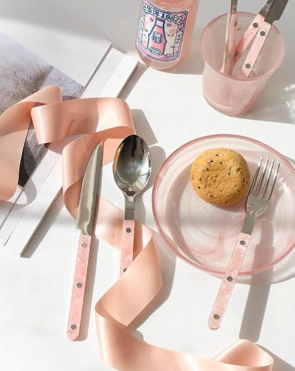 10-Piece Sleek Pink Salt Lake Flatware Set – Modern & Elegant Cutlery