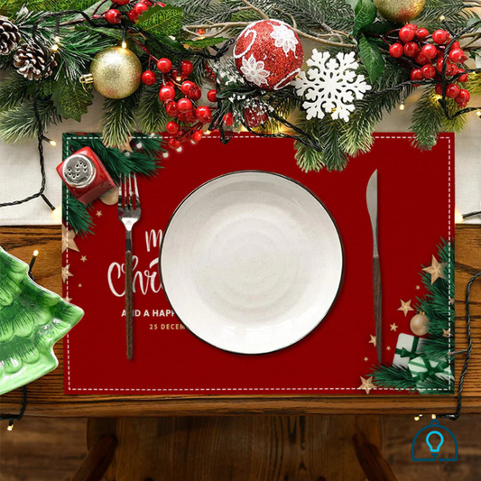 Christmas Linen Placemat – Holiday Blessing Letter Design