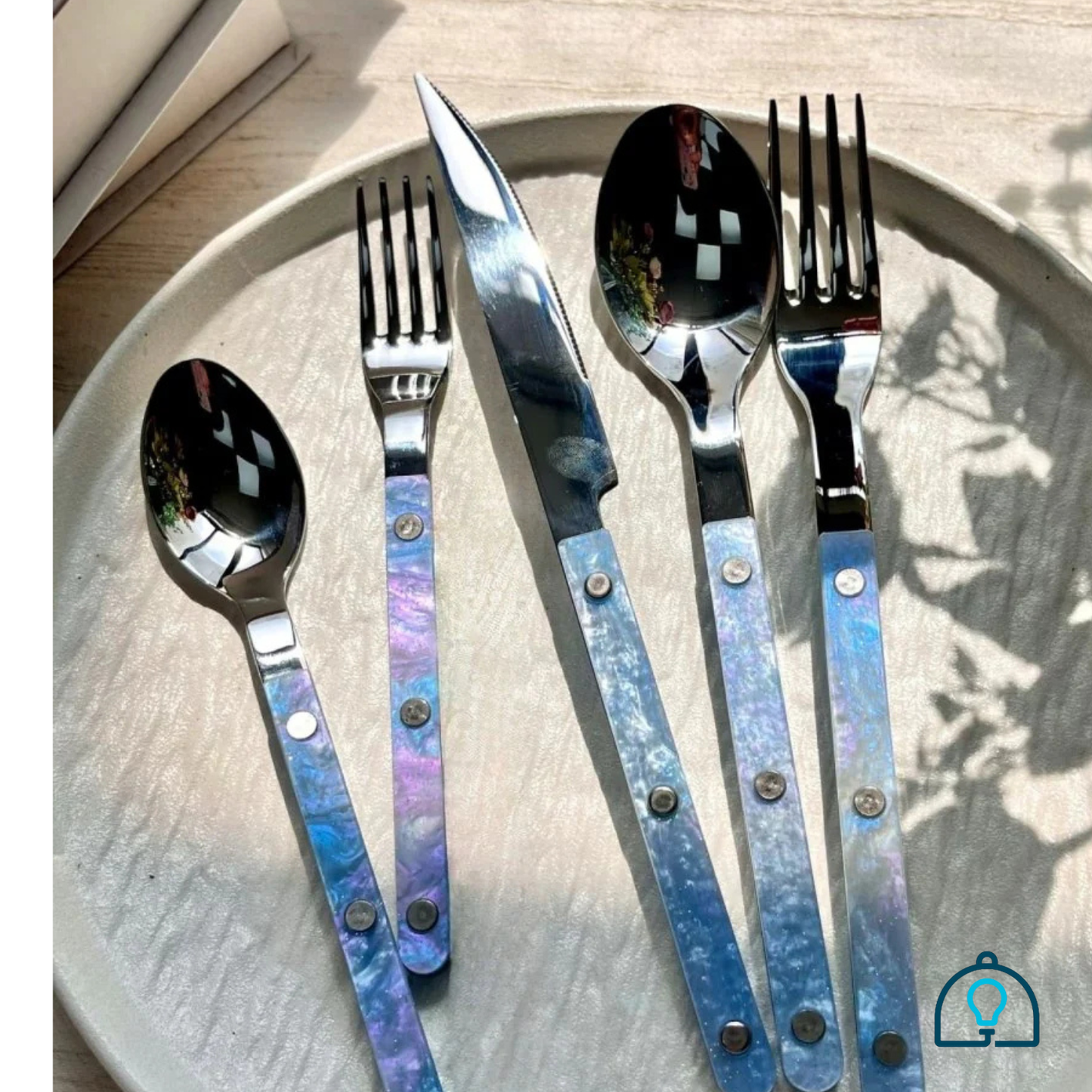 10-Piece Nebula Cutlery Set – Modern Bistrot Flatware with Rivet Detail