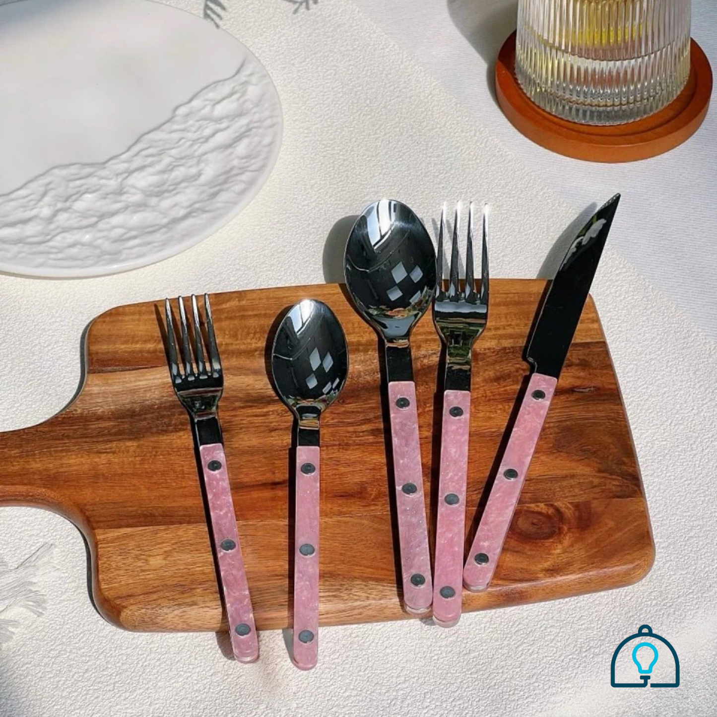 10-Piece Sleek Pink Salt Lake Flatware Set – Modern & Elegant Cutlery