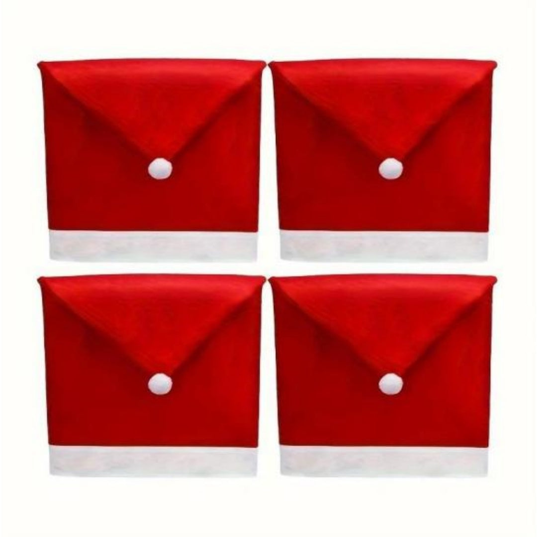 Christmas Chair Covers, Santa Claus Hat Slipcover Xmas Chair Back Cover For Christmas Din
