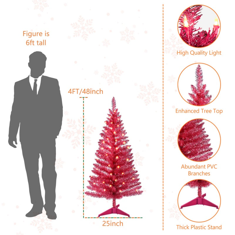 4 ft Red Lit Holiday Tree