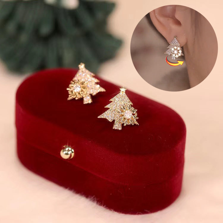 Xmas Rotating Rhinestone Earrings