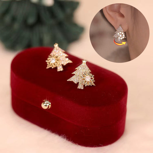 Xmas Rotating Rhinestone Earrings