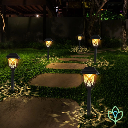6-Pack Solar Powered Outdoor Stake Lights | Waterproof Landscape Pathway Lamps