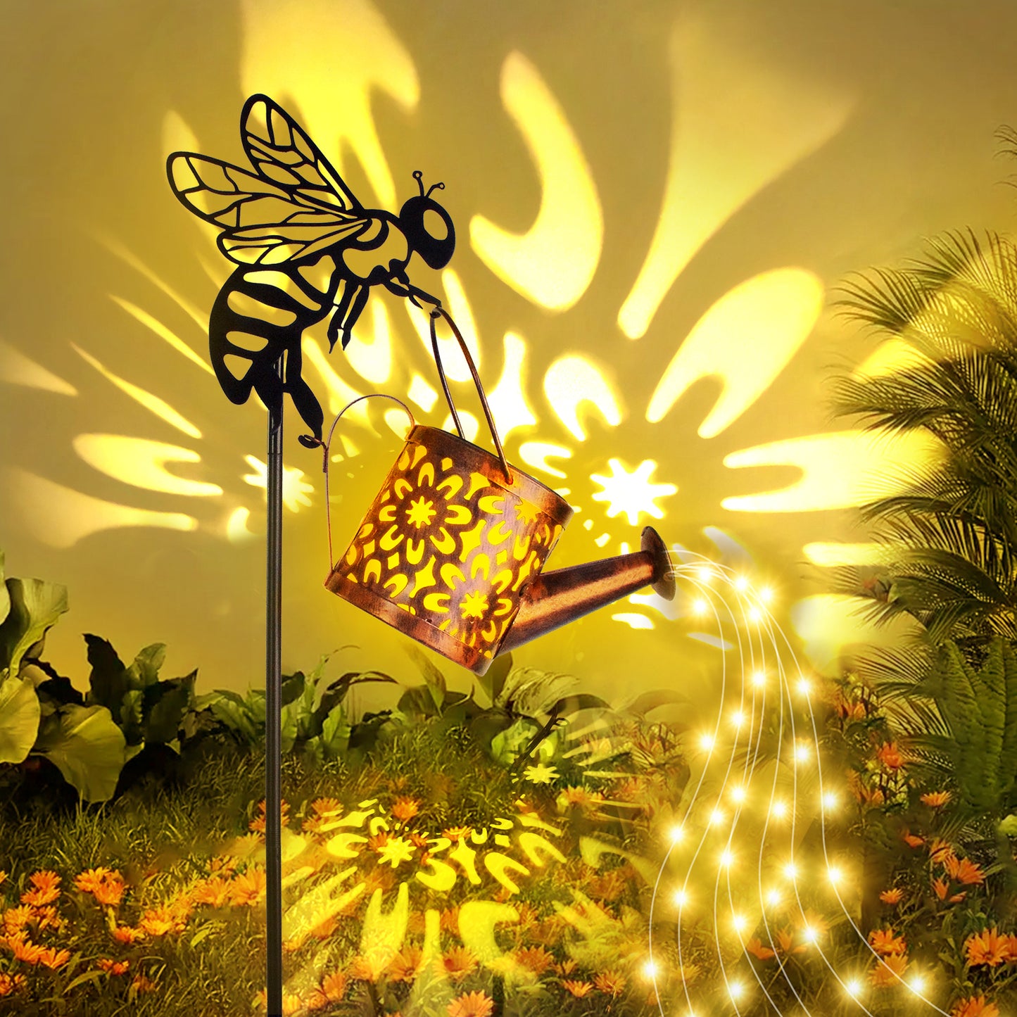 Solar Flower Garden Lantern – Watering Can Light