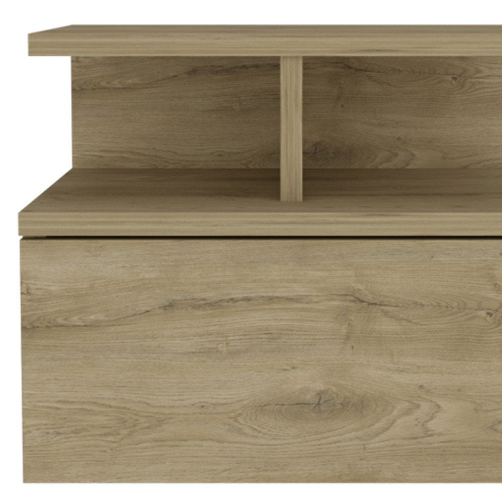 Beige Wood Nightstand – 12" Modern One-Drawer Table
