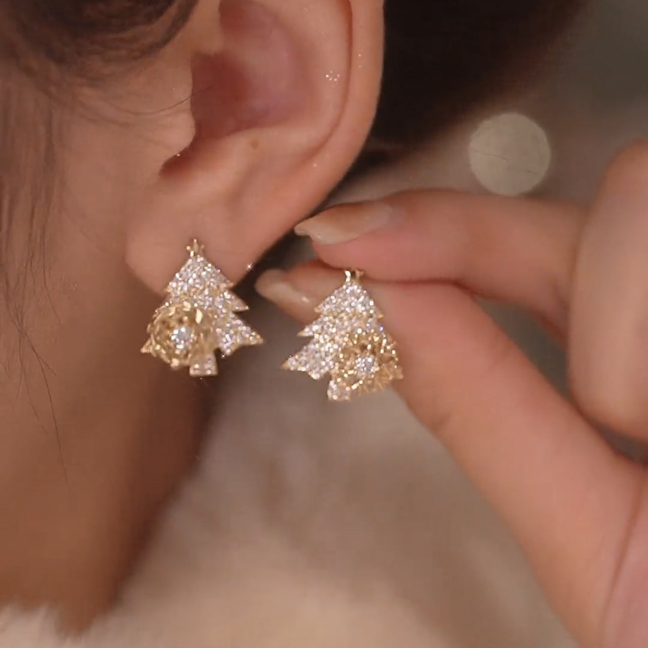 Xmas Rotating Rhinestone Earrings
