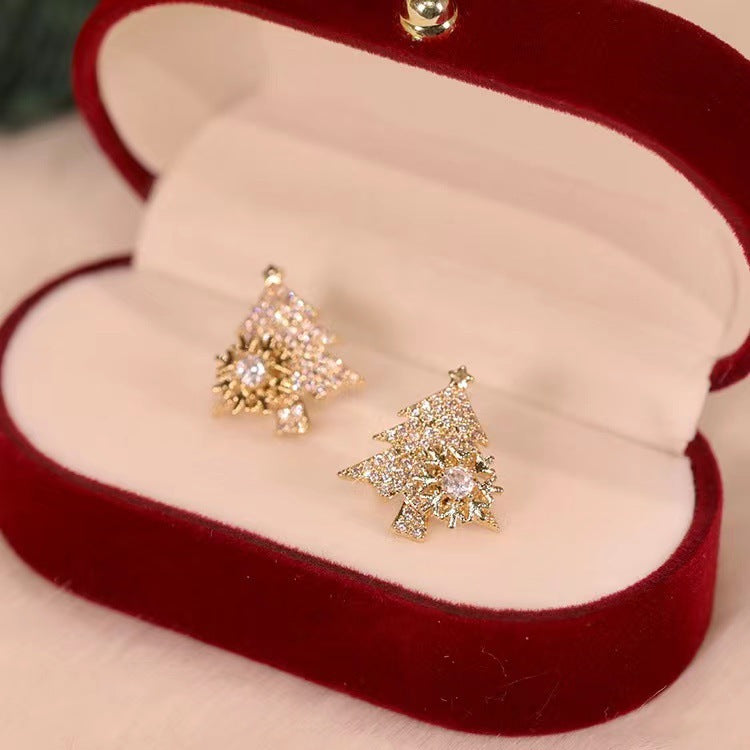 Xmas Rotating Rhinestone Earrings