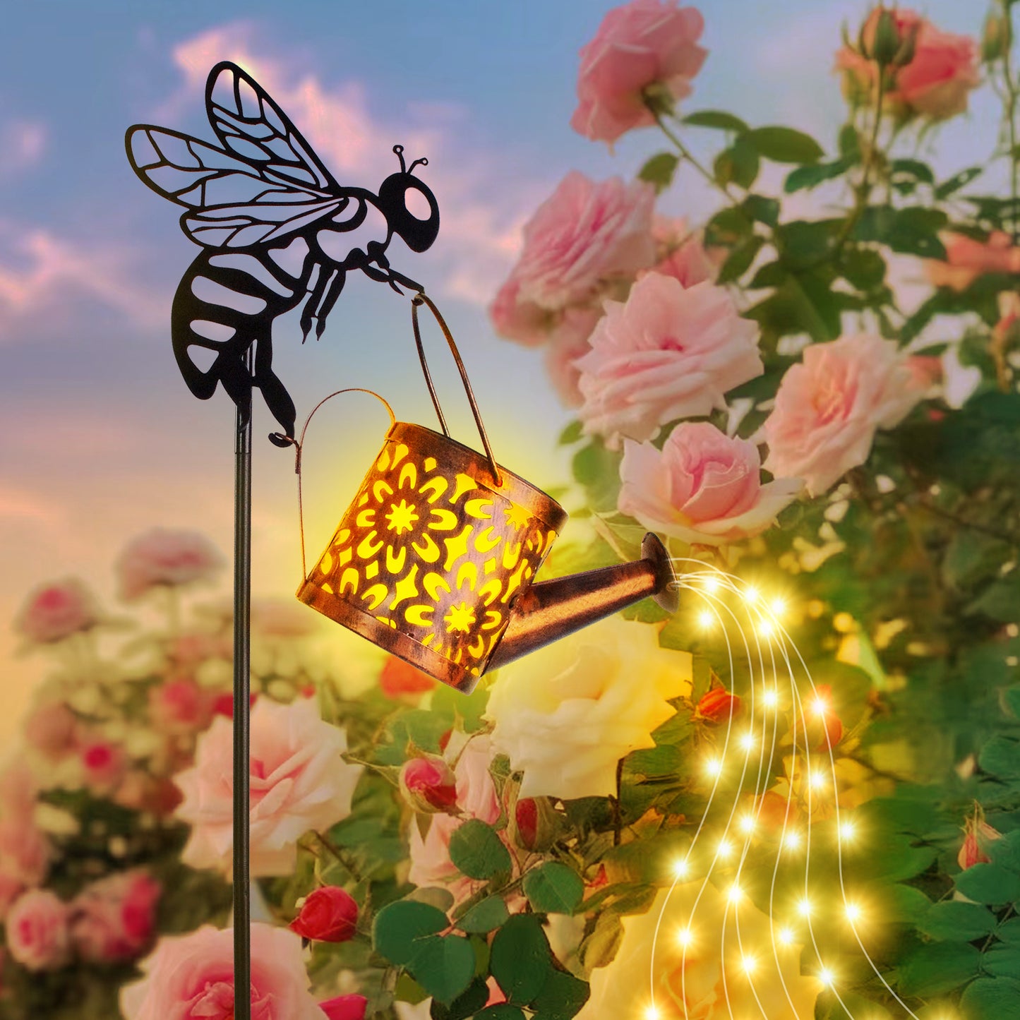 Solar Flower Garden Lantern – Watering Can Light