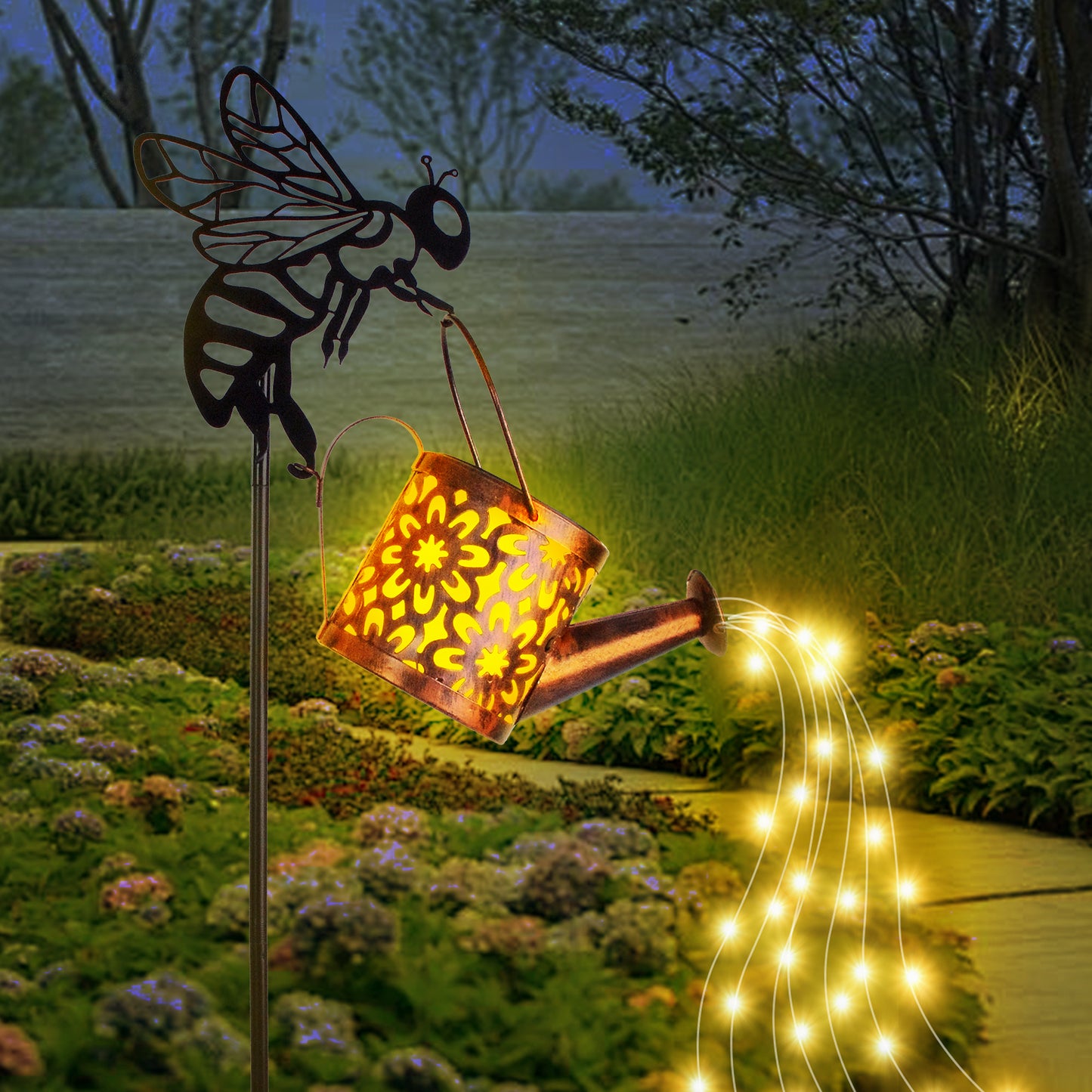 Solar Flower Garden Lantern – Watering Can Light