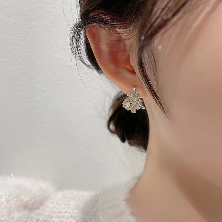 Xmas Rotating Rhinestone Earrings