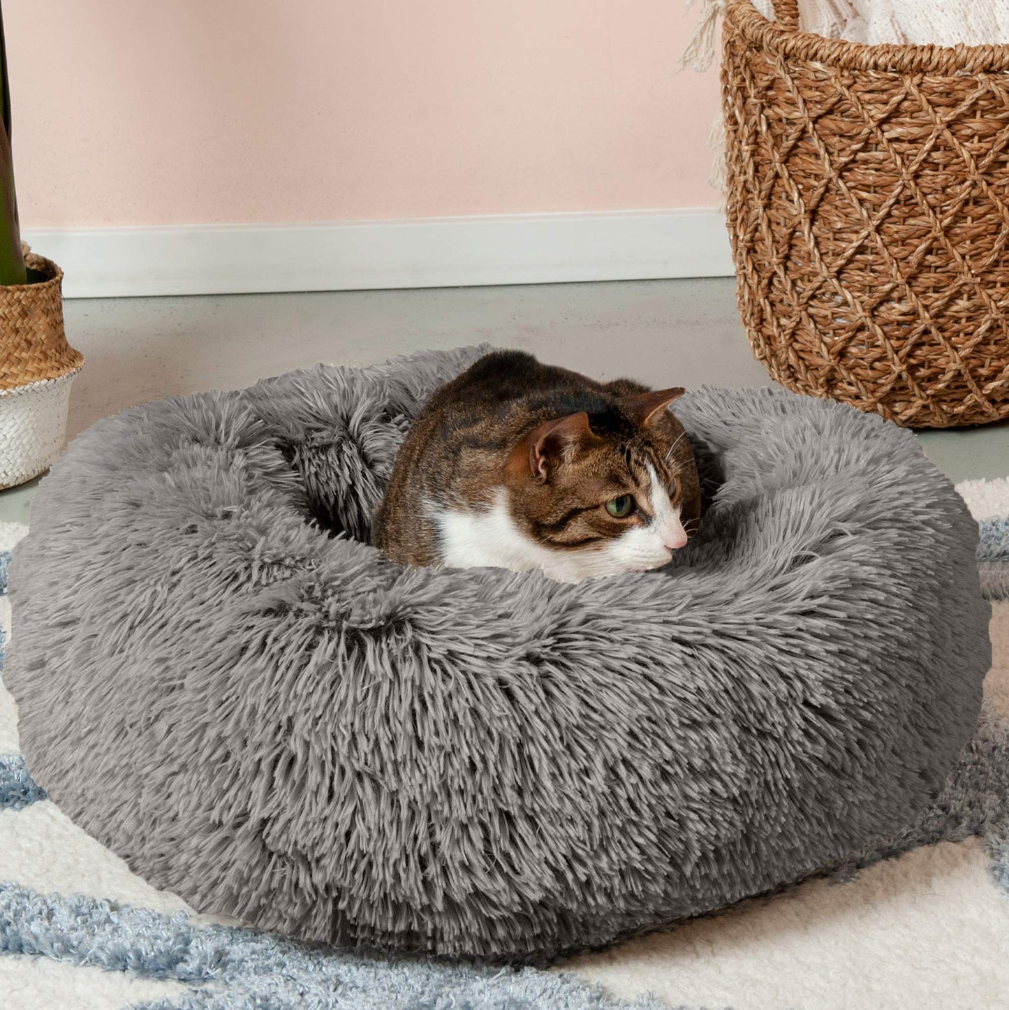 Calming Pet Bed – Deep Plush Washable Nest (70cm / 90cm / 120cm)