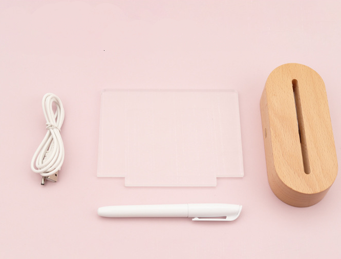 Wood LED Message Board Lamp – Minimal Night Light for Bedroom & Desk Decor