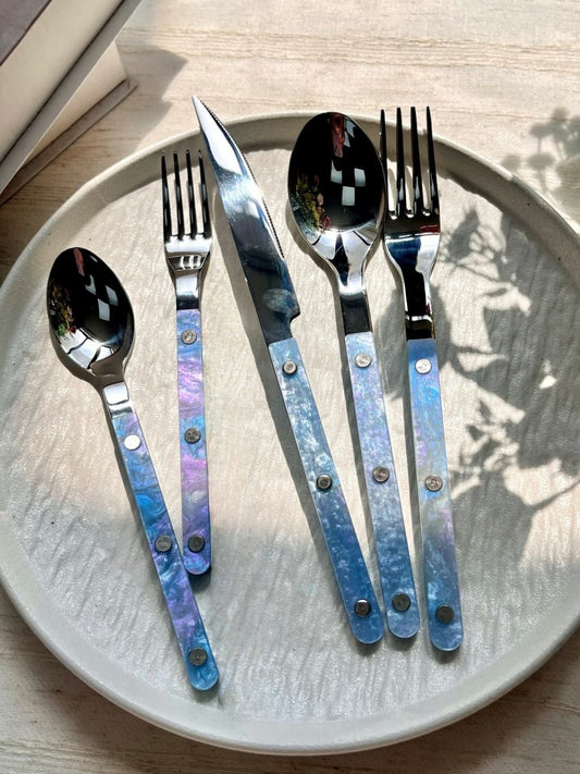 10-Piece Nebula Cutlery Set – Modern Bistrot Flatware with Rivet Detail