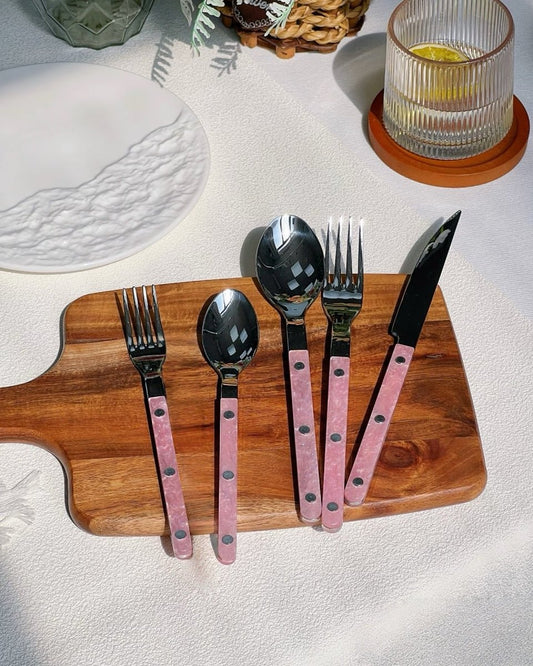 10-Piece Sleek Pink Salt Lake Flatware Set – Modern & Elegant Cutlery