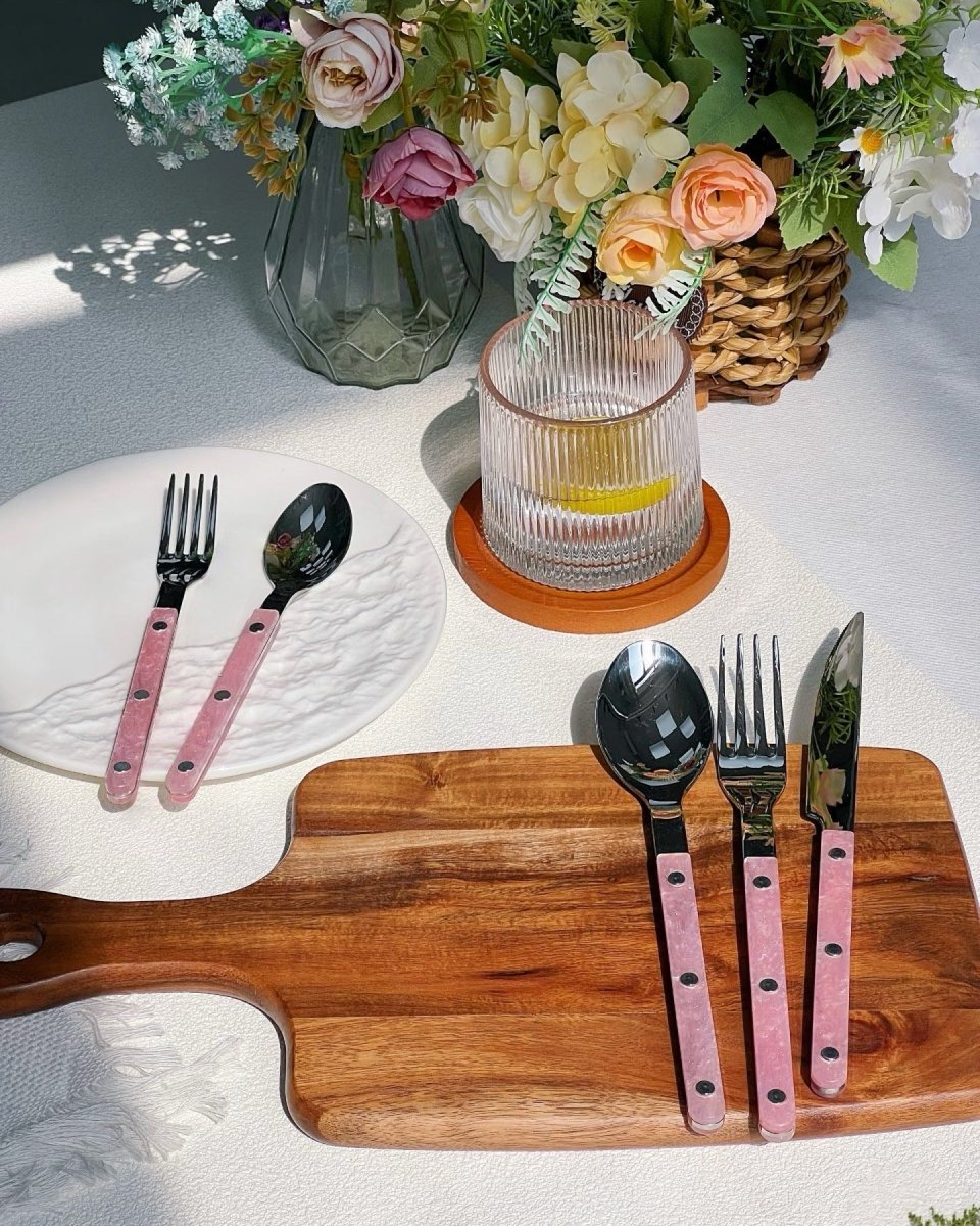 10-Piece Sleek Pink Salt Lake Flatware Set – Modern & Elegant Cutlery